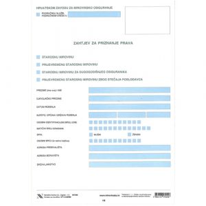 V-429/SM ZAHTJEV ZA PRIZNAVANJE PRAVA NA STAROSNU MIROVINU