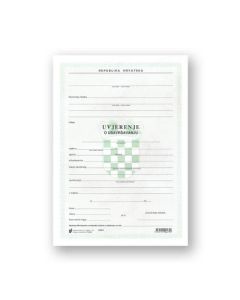 II-496 UVJERENJE O USAVRŠAVANJU; List, 21 x 29,7 cm