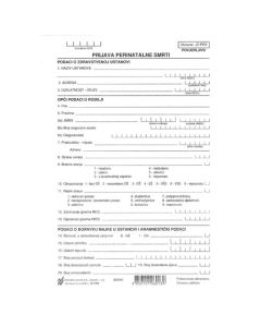 JZ-PER PRIJAVA PERINATALNE SMRTI (Obrazac JZ - PER); List, 14,8 x 21 cm
