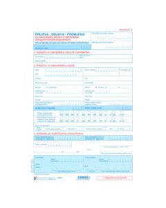 III-1-101 PRIJAVA - ODJAVA - PROMJENA NA OBVEZNO ZDRAVSTVENO OSIGURANJE HZZO (TISKANICA 2); Komplet 3 lista, 21 x 29,7 cm