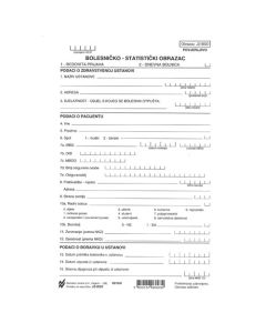 JZ-BSO BOLESNIČKO - STATISTIČI OBRAZAC; List, 14,8 x 21 cm