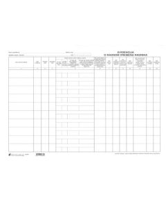 V-12-65 EVIDENCIJA O RADNOM VREMENU RADNIKA; List, 63 x 29,7 cm