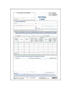 ER-1/E POTVRDA O PLAĆI; Komplet 2 lista, 21 x 29,7 cm