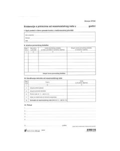 IX-402 EVIDENCIJA O PRIMICIMA OD NESAMOSTALNOG RADA (Obrazac EPOM); List, 21 x 29,7 cm