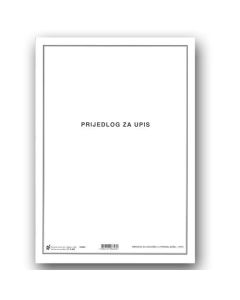 X-869 PRIJEDLOG ZA UPIS UKNJIŽBE; Komplet (omot + 6 uložnih araka), 21 x 29,7 cm