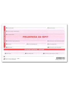 XI-9-16/A PRIJAVNICA ZA POLAGANJE ISPITA; List, 17 x 9,8 cm