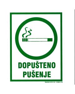 Naljepnica dopušteno pušenje 97x123 mm PVC samoljepljiva