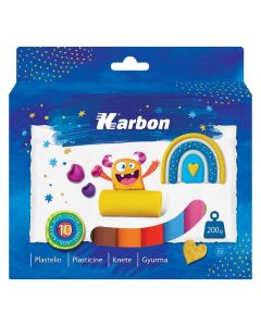 Plastelin KARBON 10 boja 200 grama dvije fluo boje