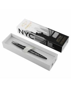 Olovka kemijska Parker Jotter, Global Icon New York, crna, vrh medium, plava tinta