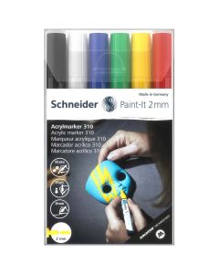 Flomaster Schneider, akrilni marker, Paint-It 310, 2 mm, intenzivne boje 6/1