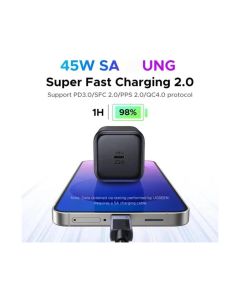 UGREEN zidni punjač, 45W 1xUSB-C GaN, SFC 2.0 Charge, crni + kabel