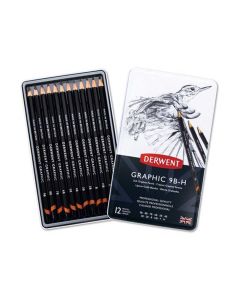 Set grafitinih olovaka Graphic Soft Derwent; set 12 olovaka u metalnoj kutiji 34215