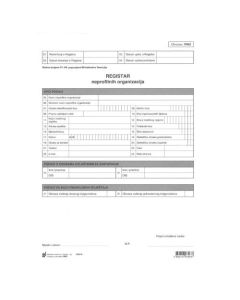 RNO REGISTAR NEPROFITNIH ORGANIZACIJA; Komplet 2 lista, 21 x 29,7 cm