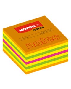 Blok kocka samoljepljiva 75 x 75 mm, 450 listića u 4 neonske boje, Kores