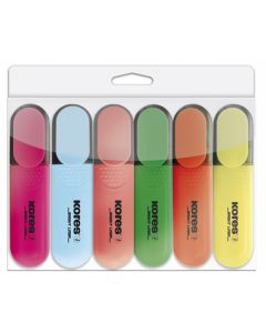 Tekstmarker Kores, Bright Liner, 0,5-5 mm, set od 6 boja, PVC etui