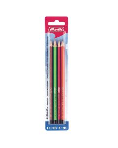 Olovka grafitna 4/1, H/HB/B/2B, boja sortirano, Herlitz