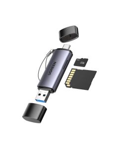 UGREEN 2-u-1 čitač memorijskih kartica, USB-C/USB-A, SD/microSD/TF, do 512GB, 5 Gbit/s, sivi