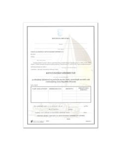 00-0572 KONCESIJSKO ODOBRENJE ZA OBAVLJANJE DJELATNOSTI NA PODRUČJU MORSKE OBALE, UNUTRAŠNJIH MORSKIH VODA I TERITORIJALNOG MORA RH (PRILOG 5); List, 21 x29,7 cm
