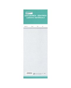 III-18 ZAHTJEVNICA - IZDATNICA LIJEKOVA I MATERIJALA; Blok 2 x 100 listova, 10,5 x 29,7 cm
