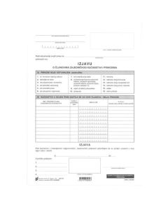 V-101/NCR IZJAVA O ČLANOVIMA ZAJEDNIČKOG KUĆANSTVA I PRIHODIMA NA SVA PRAVA; Komplet 2 lista, 21 x 29,7 cm