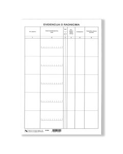 UT V-12-72 EVIDENCIJA O RADNICIMA; Arak, 21 x 29,7 cm, savijeno