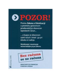 IX-412/S NALJEPNICA POZOR FISKALIZACIJA; PVC folija, 9,9 x 14 cm