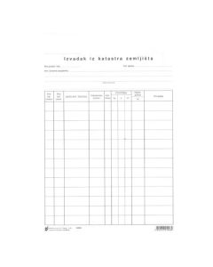 XIV-25 IZVADAK IZ KATASTRA ZEMLJIŠTA; List, 21 x 29,7 cm