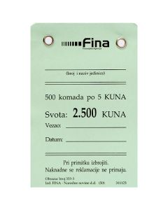 333-3 PRIVJESNI KARTON (5 KUNA); Komad, 6,5 x 10 cm
