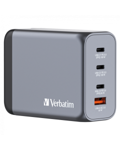 Verbatim GNC-200 GaN zidni punjač 200W, 4 priključka, 2 x USB-C PD 100 W / 1 x USB-C PD 65 W / 1 x USB QC 3.0