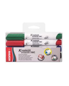 Flomaster Kores, marker za bijelu ploču, 2083, 3mm, set od 4 boje, PVC etui