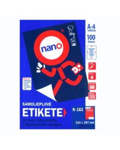 Etikete za laserske i ink-jet pisače Nano, N-162, 210x297 mm, crvene, 100/1
