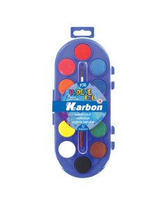 Boje vodene 12 boja s kistom fi 30 mm Karbon