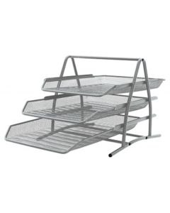 Stalak za spise s 3 ladice, žičani, srebrni, 350x273x262 mm