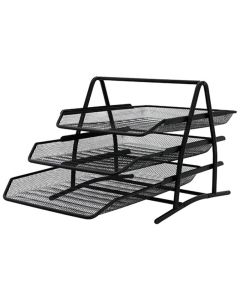 Stalak za spise s 3 ladice, žičani, crni, 350x273x262 mm