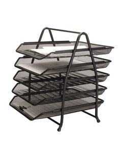 Stalak za spise s 5 ladica, žičani, crni, 350x273x262 mm