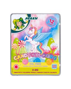 Bojice drvene Jolly X-Big Candy Colours 12/1, u metalnoj kutiji