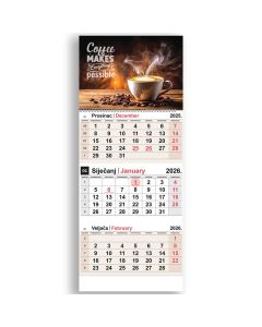 Kalendar zidni NN trodijelni kava 2026.