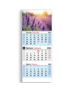 Kalendar zidni NN trodijelni lavanda 2026.