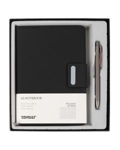 Notes A5 sa kopčom i olovkom, crni, 28439