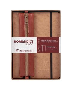 Set notes s gumicom A5 D 96L + pernica, smeđa