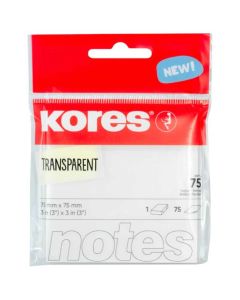 Blok samoljepljivi 75 x 75 mm, 75 listića, transparentni, Kores