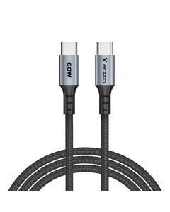 Kabel Verbatim Sync & Charge kabel USB-C na USB-C, M/M, 60W PD3.0/QC3.0, crni, 1.2m