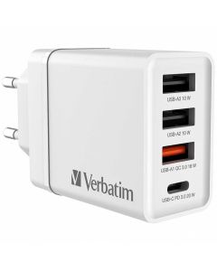 Punjač zidni Verbatim 30W, 3×USB-A/1×USB-C, bijeli