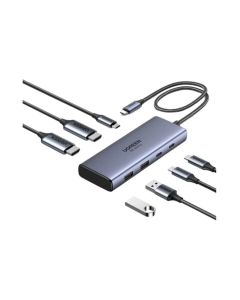 UGREEN 7-portni USB-C HUB na 2xUSB-A 3.2, 2xUSB-C 3.2, 1xUSB-C za napajanje, 2x HDMI 60 Hz, 1xHDMI, sivi