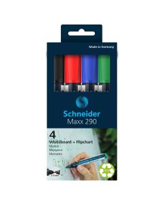 Flomaster Schneider, marker za bijelu ploču, Maxx 290, 2-3 mm, set od 4 boje, etui