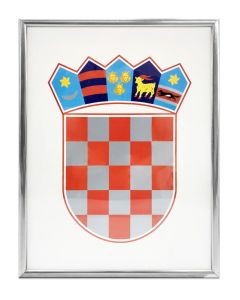 Grb Republike Hrvatske metalni okvir srebrni, 30x40 cm