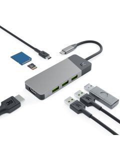 Green Cell HUB adapter 7in1 USB-C (3xUSB-A 3.1 HDMI 4K 60Hz USB-C PD 85W) - za Apple MacBook M1/M2, Lenovo X1, Asus ZenBook, Dell XPS