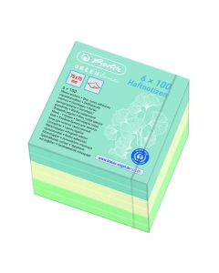 Blok kocka samoljepljiva 75x75 mm, 600 listića, sort boja, GREENline, Herlitz