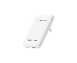 Verbatim Essentials Slim GaN zidni punjač 65 W, 2xUSB-C PD3.0, bijeli
