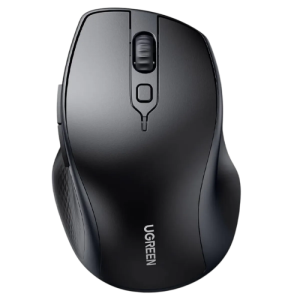 UGREEN MU101 ergonomski bežični miš, Dual Mode, Bluetooth 5.0 i 2,4 GHz, 4000 DPI, crni